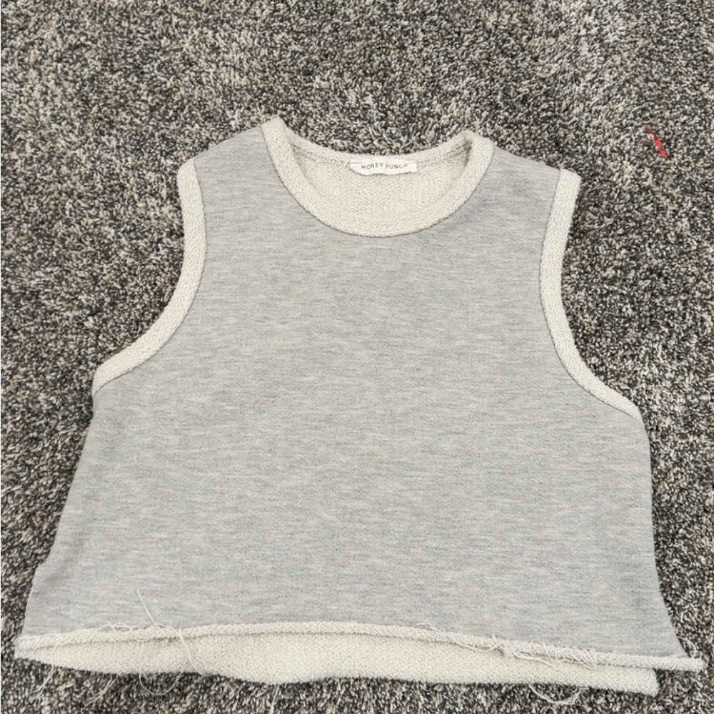Honey Punch Light Gray Sleeveless Top